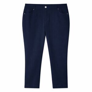 NWT CATHERINES Sateen Stretch Straight Leg Blue Pants Plus Size 30W Petite